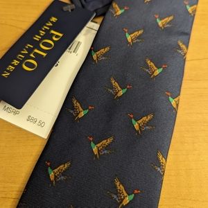 Polo Ralph Lauren NWT Mallard Duck Tie Handmade In Italy Extremely Rare Print